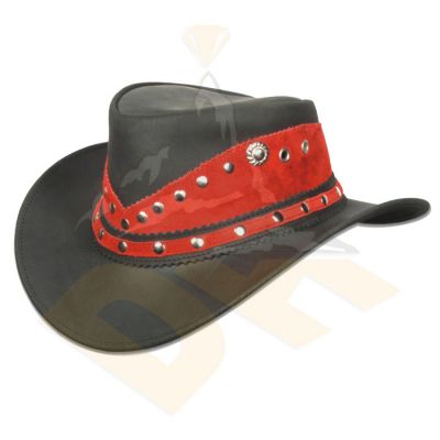 Black Pull Up Leather Hat